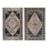Soft Color Pair of Small Turkish Rug Floor Mats, Traditional | Area Rug in Rugs by Vintage Pillows Store. Item composed of cotton and fiber