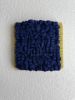 Woven Tile- Fluff- Lime Green and Indigo | Wall Sculpture in Wall Hangings by Mpwovenn Fiber Art by Mindy Pantuso