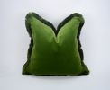 Green brush fringe pillow cover // moss green velvet cushion | Pillow Insert in Pillows by velvet + linen