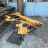 Live edge Clear Epoxy Table made from olive wood | Dining Table in Tables by Ironscustomwood. Item composed of wood and synthetic