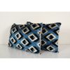 Blue Silk Ikat Velvet Pillow Cover - Set of Two Uzbek Lumbar | Sham in Linens & Bedding by Vintage Pillows Store. Item composed of cotton