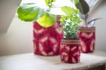 Wild Silk Shibori Baskets - Turtle Pattern - Ruby & Natural | Storage Basket in Storage by Tanana Madagascar. Item made of canvas