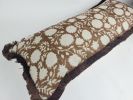 Brown block print pillow, chocolate brown floral pillow, bro | Pillows by velvet + linen