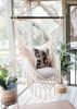 White Macrame Hammock Chair Swing | SERENA IVORY WHITE | Chairs by Limbo Imports Hammocks. Item made of cotton with fiber