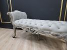 French Style Bench / Gold Leafed with Silver Shades / Tufted | Benches & Ottomans by Art De Vie Furniture