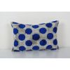 Blue Silk Ikat Velvet Pillow Cover, Handloom Polka Dot Ikat | Cushion in Pillows by Vintage Pillows Store