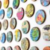 Vintage World Map Dots Collage, Circle | Paintings by Amelia Coward