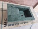 Handmade Verde Green Marble Sink: Wall Mount Washbasin (16”x24”x10”) | Water Fixtures by AEGEAN MARBLE ARTISAN ATELIER