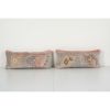 Pair Vintage Turkish Rug Pillow, Handmade Wool Pillow | Cushion in Pillows by Vintage Pillows Store. Item composed of cotton