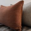 Rust Wool & Cotton Woven Lumbar Pillow 14x20 | Pillows by Vantage Design