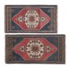 Distressed Low Pile Yastik Mat Faded Colors Rug - Set of Two | Area Rug in Rugs by Vintage Pillows Store. Item composed of cotton and fiber