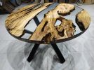 Custom 48 " Diameter Round Olive Wood | Epoxy Resin Dining | Dining Table in Tables by LuxuryEpoxyFurniture. Item composed of wood and synthetic