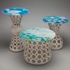 Stout Hourglass Openwork Table with Sue Barry Hand Painted | Side Table in Tables by Lynne Meade. Item made of stoneware