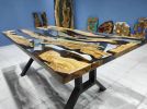 Custom Order Clear Epoxy Resin Olive Table, Wooden Dining | Dining Table in Tables by LuxuryEpoxyFurniture. Item made of wood with synthetic