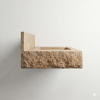 Floating Travertine Stone Sink with Backsplash | Custom Wall Mounted Vanity | Water Fixtures by Vero Marble
