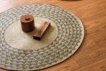 Black Triangle Mat | 4' Round | Natural Base | Rugs by NEEPA HUT. Item composed of fiber