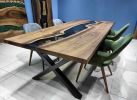 Custom Order Walnut Wood Design Smoke Epoxy Dining Table | Tables by LuxuryEpoxyFurniture. Item composed of wood & synthetic