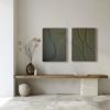 Diptych Wall Art Set (2 pieces) - Modern Textured Plaster Sculptures - Deep Green Moss Decor - Housewarming Gift | Wall Sculpture in Wall Hangings by Vaiva Art Atelier