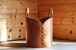 16in London Tan Leather Basket | Storage Basket in Storage by Harrow and Sickle Leather Design