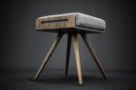 Stool Solid Walnut Board and Walnut Legs | Chairs by Manuel Barrera Habitables. Item composed of oak wood and fabric