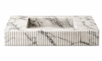 Fluted Calacatta Viola Marble Sink with Wood Vanity | Water Fixtures by Vero Marble