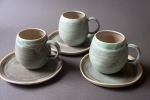 Turquoise  tea/coffee cup mug, white, handmade wheel thrown | Drinkware by Laima Ceramics. Item composed of stoneware compatible with minimalism style