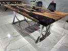 Black Resin Dining Table - Custom Made Epoxy Table | Tables by Tinella Collection. Item composed of wood and aluminum in art deco or asian style