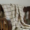 Ivory & Black Grid Remnants of Chanel Half Blanket 65x118 | Throw in Linens & Bedding by Vantage Design