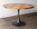 Round Pedestal Base Dining Table | Solid Wood Top Cast Iron | Tables by Alabama Sawyer. Item composed of oak wood & metal