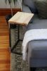 Ash Wood C-table with Raw Steel Metal Base | End Table in Tables by Hazel Oak Farms. Item made of wood & metal