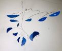 Hanging Mobile Mid Century Modern Royal Blue Made in the USA | Wall Sculpture in Wall Hangings by Skysetter Designs. Item made of metal works with mid century modern style