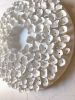 White wall sculpture on 12" round canvas, organic wall art | Wall Hangings by Natasha Kanevski. Item made of wood with canvas works with minimalism & contemporary style