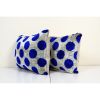 Ikat Blue Polka Dot Pillow Pillow Cover - Set of Two Silk | Sham in Linens & Bedding by Vintage Pillows Store. Item composed of fabric