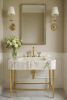 Custom Calacatta Gold Marble Sink with Brass Legs | Water Fixtures by Vero Marble