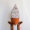 White Wool with Striations Capped with Orange Felt Wool Lumbar 14x18 | Pillows by Vantage Design
