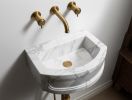 Modern-Minimalist Carrara Marble Sink: Timeless Elegance and Radiance for Your Bathroom | Water Fixtures by AYMARBLEDESIGN LLC