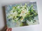 ORIGINAL Custom Bridal Bouquet Painting oil canvas panel art | Oil And Acrylic Painting in Paintings by Natart. Item made of canvas with synthetic