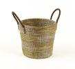 Natural Grass Handwoven Moonj Basket with Handles | Storage Basket in Storage by Amara