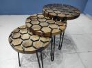 Hexagon Coffee Table Set, Round Epoxy Table, Resin Dining | Dining Table in Tables by LuxuryEpoxyFurniture. Item composed of wood & synthetic