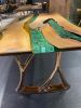 Green Epoxy Resin Table, Modern Dining Table | Tables by Tinella Collection. Item made of walnut & metal compatible with contemporary and modern style