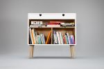 Modern White Bookcase Credenza with Drawer | Storage by Manuel Barrera Habitables. Item composed of walnut