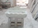 Hand Carved Carrara Marble Sink: 21”x34” Wall Mount Washbasin | Water Fixtures by AEGEAN MARBLE ARTISAN ATELIER