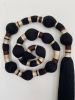 Black Boho Wall Hanging with Tassel, Handmade Modern Fiber Art Wall Decor, Statement Textile Wall Art | Macrame Wall Hanging in Wall Hangings by RavaTapestryArt