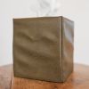 Olive Green Faux Leather Single Tissue Box Cover | Toiletry in Storage by Vantage Design