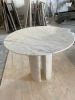 Handmade Carrara Marble Dining Table: White Round Table (42" Diameter) | Tables by AEGEAN MARBLE ARTISAN ATELIER