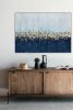 Abstract gold leaf painting indigo blue painting silver leaf | Oil And Acrylic Painting in Paintings by Berez Art. Item composed of canvas compatible with art deco and modern style