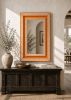 Art Deco Bone Inlay Chevron Mirror, Geometric Wall Decor, Handcrafted Black and White Frame | Decorative Objects by IKKAZA