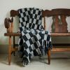 Italian Wool and Mohair Grey Checked Half Blanket 59x99 | Throw in Linens & Bedding by Vantage Design