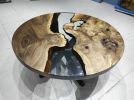 Custom 40" Diameter, Round Walnut Wood, Clear Epoxy Dining | Dining Table in Tables by LuxuryEpoxyFurniture. Item made of wood & synthetic
