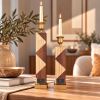 Handmade Oak Mahogany Geometric Candle Holders, Modern Home Decor (Set of 2) | Decorative Objects by Vesta Corte